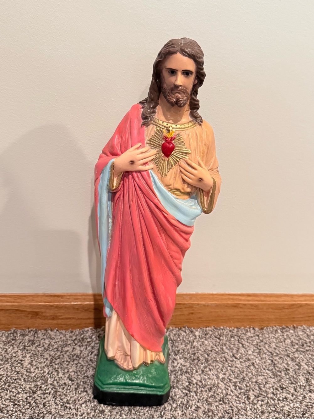 Vintage Sacred Heart of Jesus Statue 16” Catholic Religious Figure Church Decor